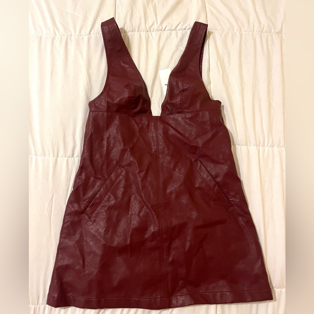 Urban Outfitters Limelight Faux Leather Mini Shift Dress